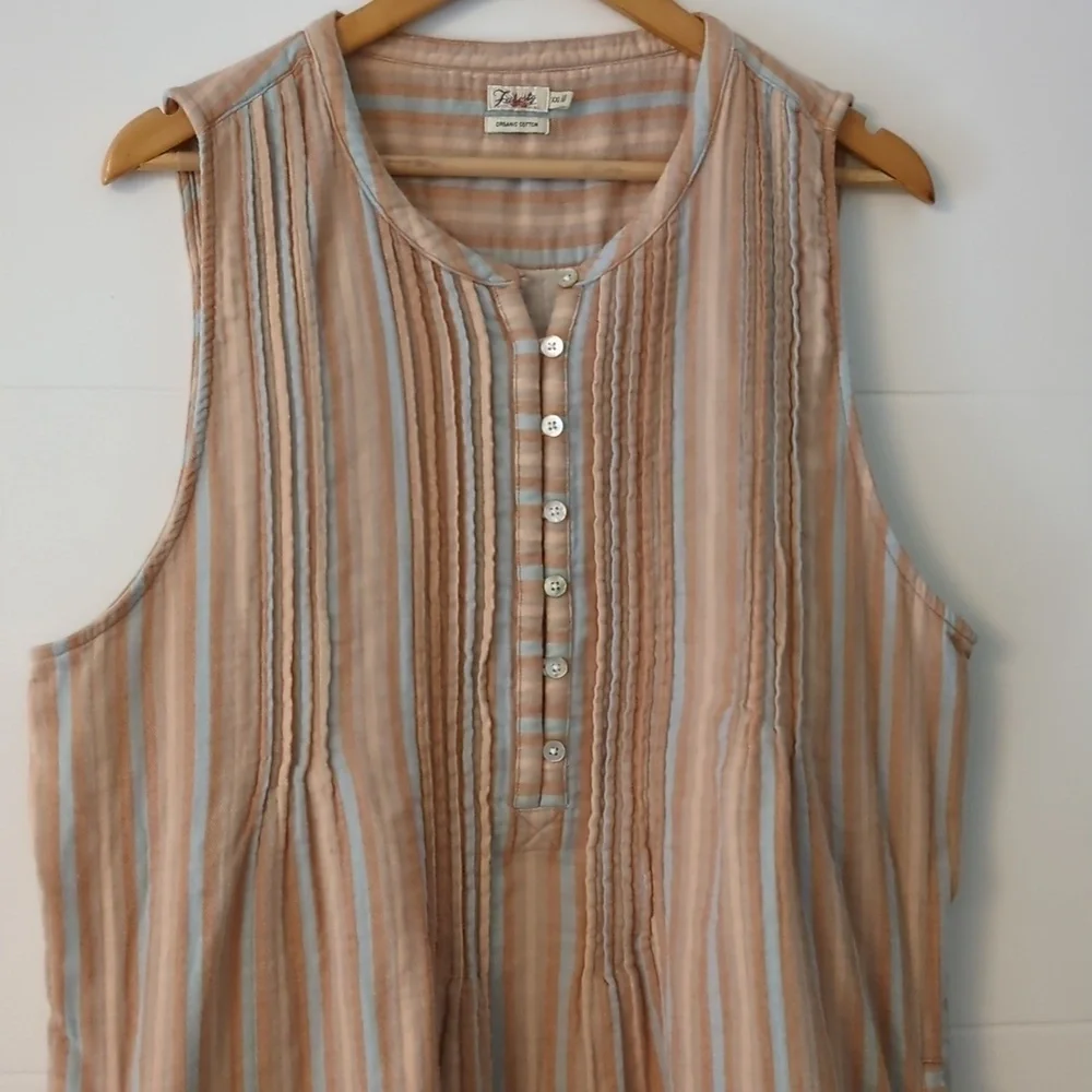 Faherty Isha organic cotton Gauzy Pintuck tunic Dress With Pockets Vacation XXL - Picture 4 of 10